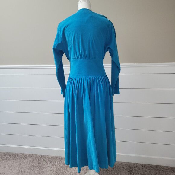 Liz Claiborne Casual Turquoise Soft Corduroy Dress - Picture 3 of 15